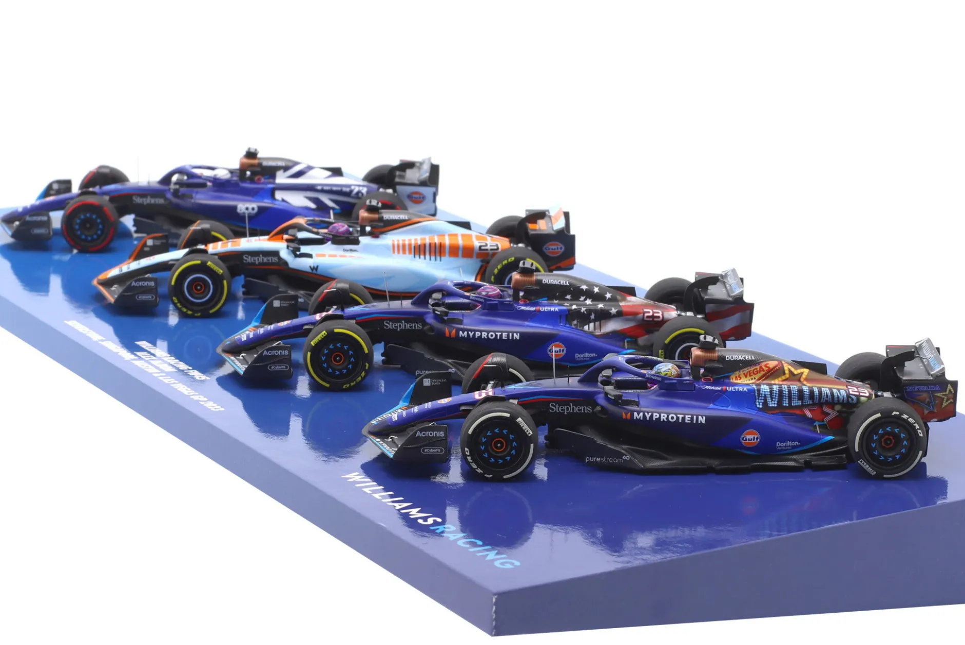 4-Car Set Alex Albon Williams FW45 #23 Formel 1 2023 1:43 Minichamps