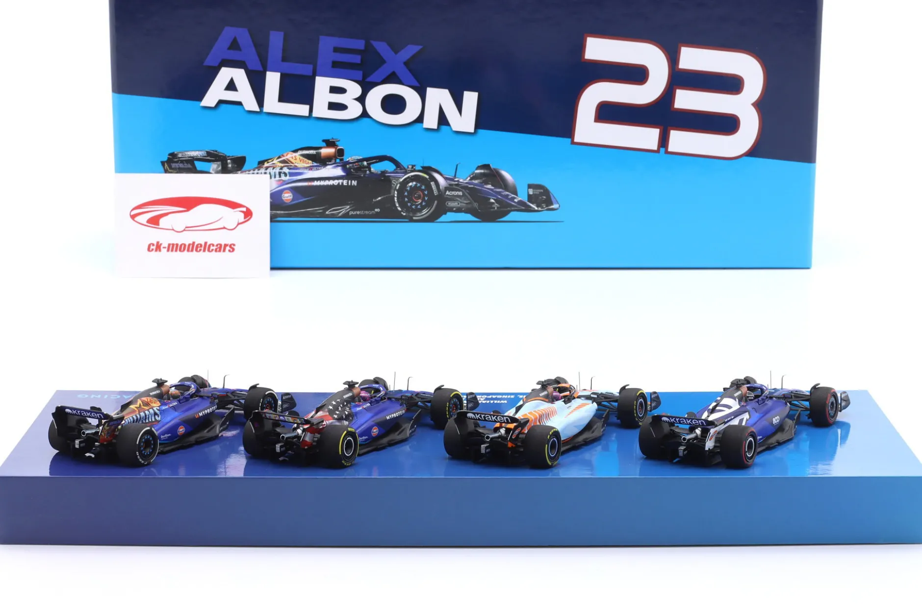 4-Car Set Alex Albon Williams FW45 #23 Formel 1 2023 1:43 Minichamps