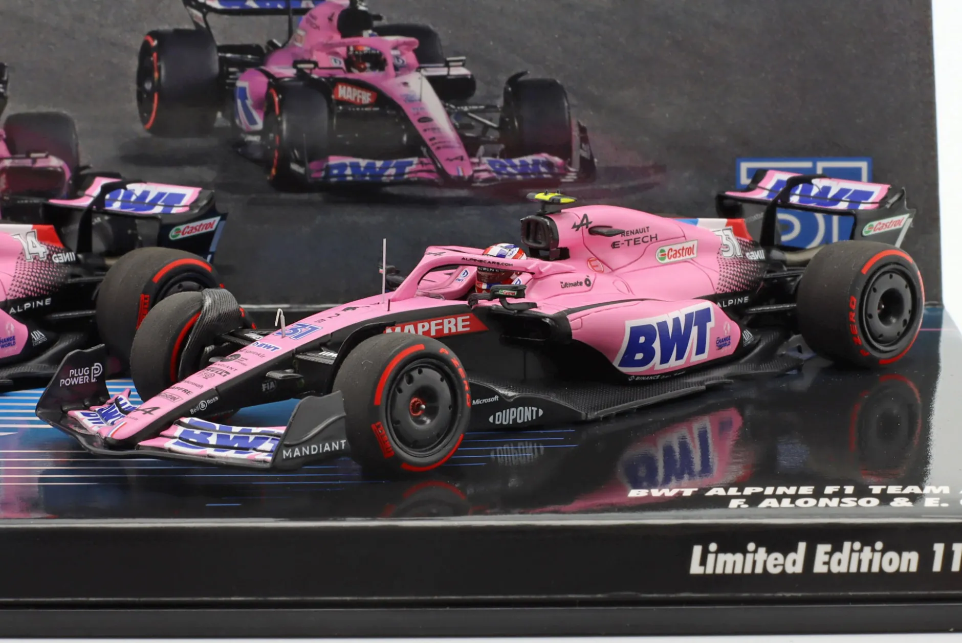 2-Car Set Alonso #14 & Ocon #31 Bahrain GP Formel 1 2022 1:43 Minichamps