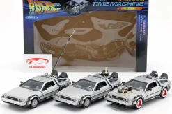 3 Car-Set DeLorean DMC-12 Back to the Future Part 1-3 1985-90 1:24 Welly