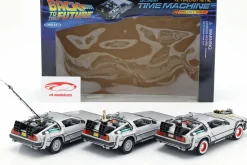 3 Car-Set DeLorean DMC-12 Back to the Future Part 1-3 1985-90 1:24 Welly
