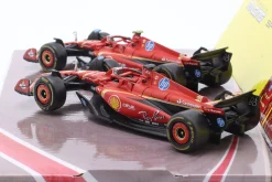 2-Car Set Ferrari: Leclerc #16 & Sainz #55 Formel 1 2024 1:43 Bburago
