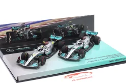 2-Car Set Hamilton #44 & Russell #63 Bahrain GP Formel 1 2022 1:43 Minichamps