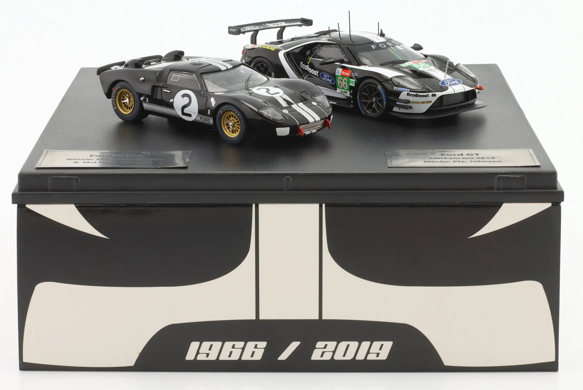 2-Car Set 24h LeMans: Ford GT40 #2 1966 & Ford GT #66 2019 1:43 Ixo