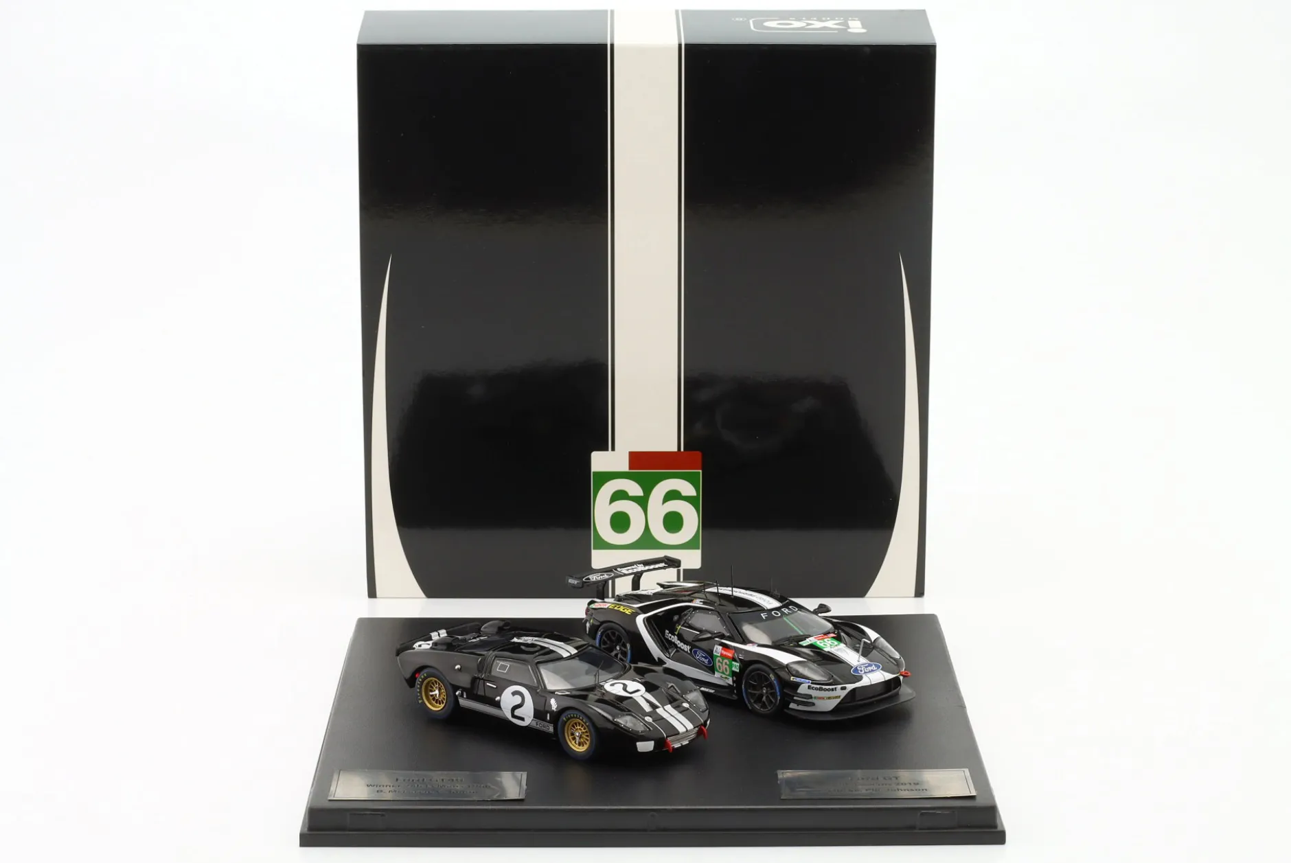 2-Car Set 24h LeMans: Ford GT40 #2 1966 & Ford GT #66 2019 1:43 Ixo