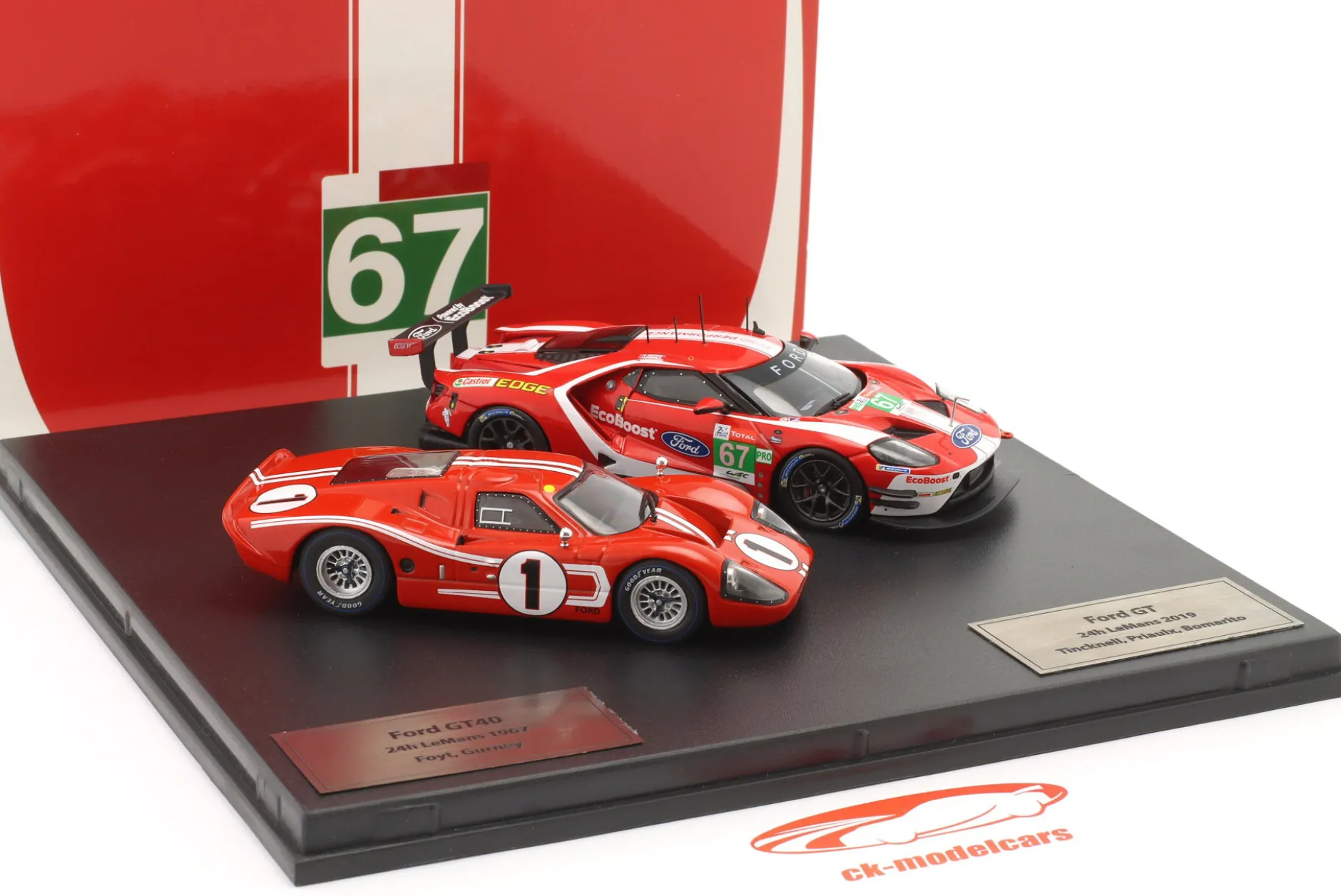 2-Car Set 24h LeMans: Ford GT40 #1 1967 & Ford GT #67 2019 1:43 Ixo