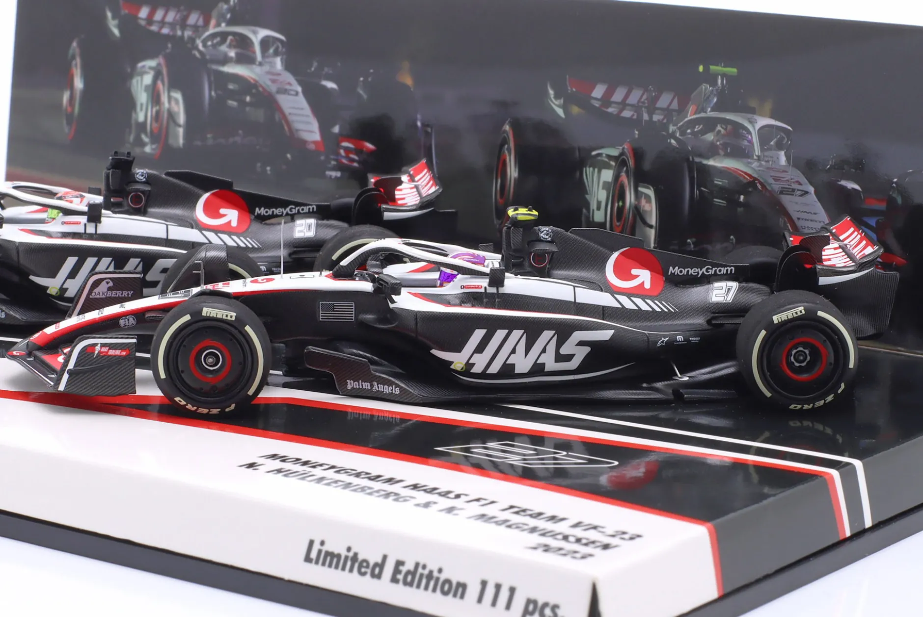 2-Car Set Hülkenberg #27 & Magnussen #20 Haas F1 Team Formel 1 2023 1:43 Minichamps