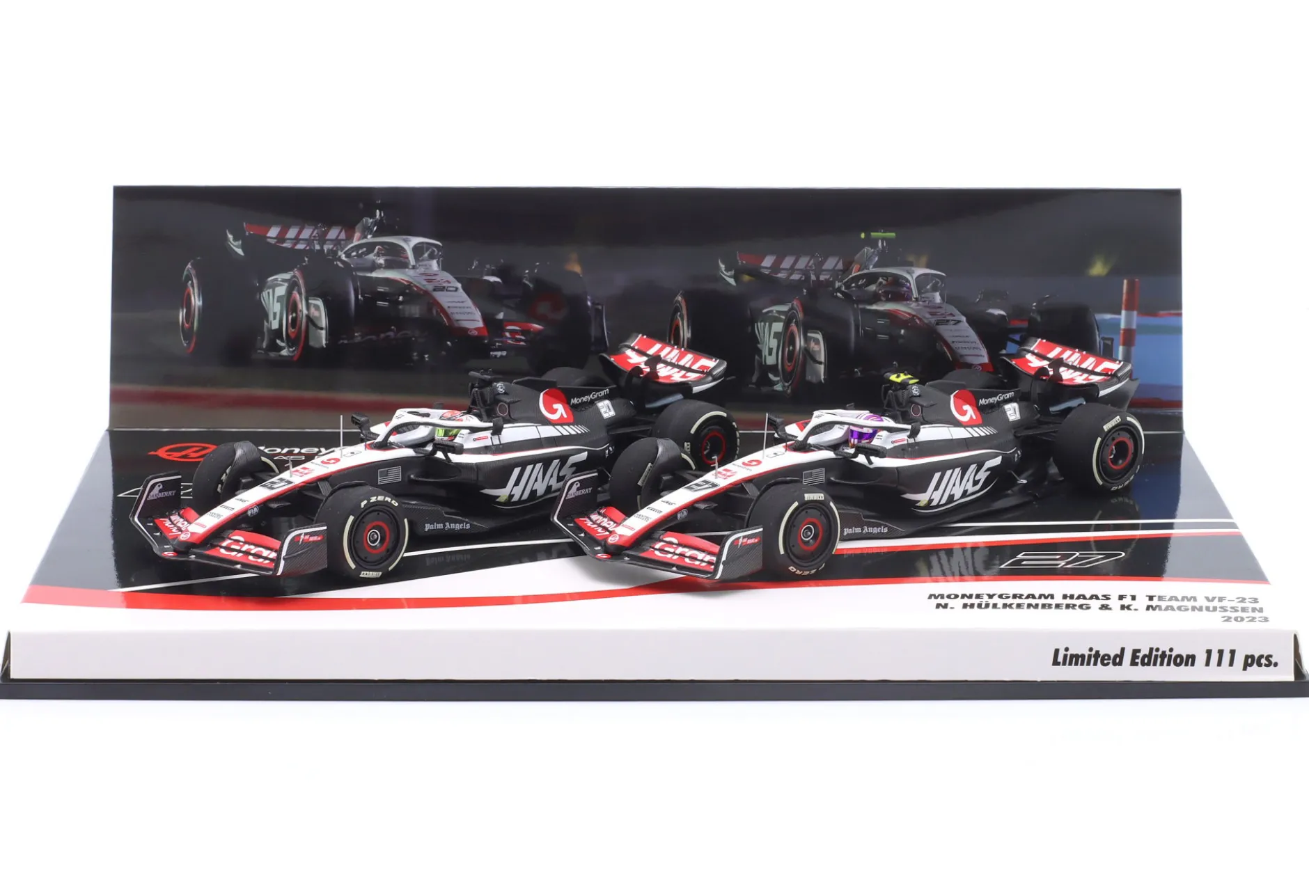 2-Car Set Hülkenberg #27 & Magnussen #20 Haas F1 Team Formel 1 2023 1:43 Minichamps
