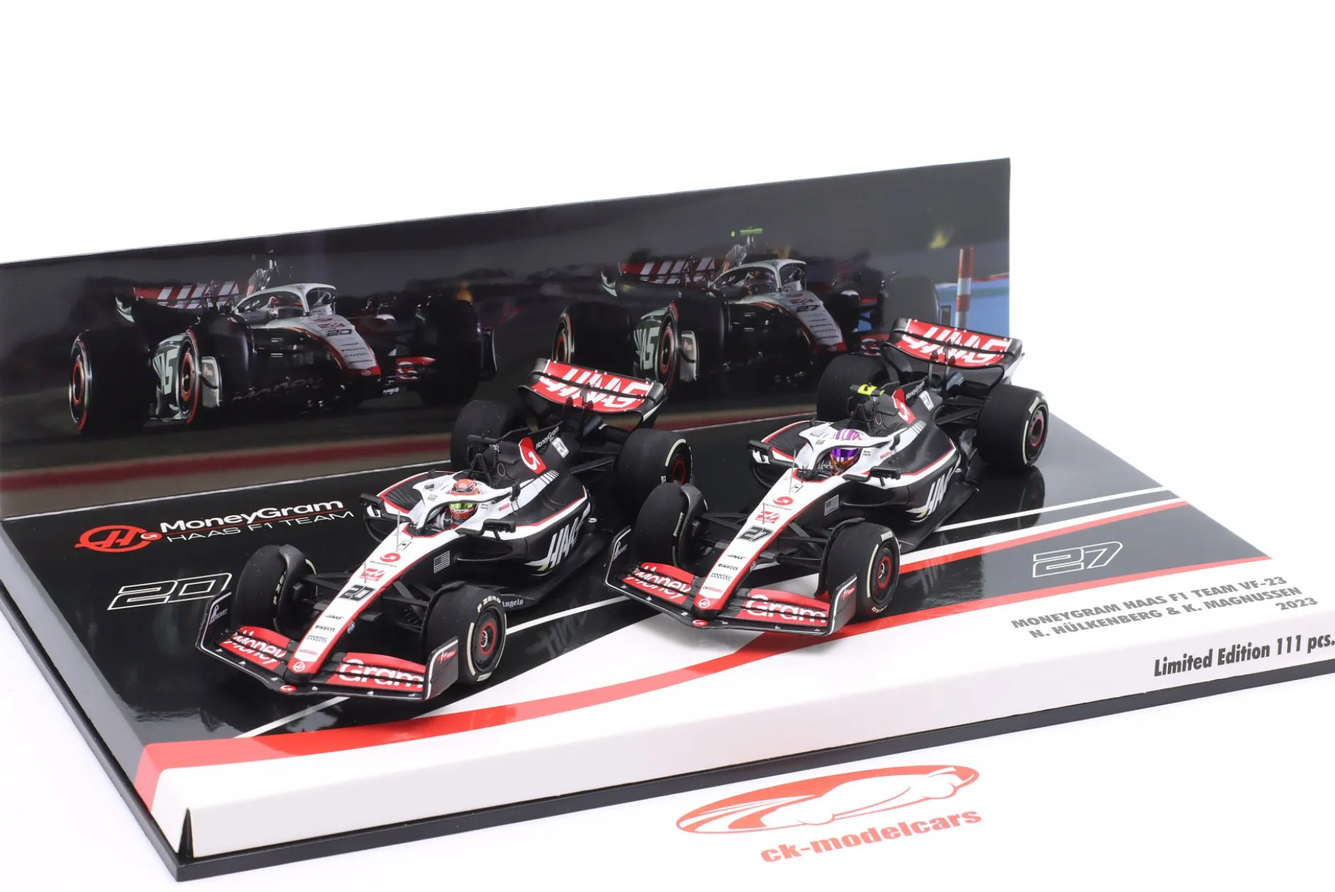 2-Car Set Hülkenberg #27 & Magnussen #20 Haas F1 Team Formel 1 2023 1:43 Minichamps
