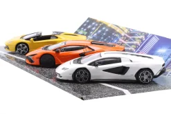 3-Car Set Lamborghini Revuelto Hybrid / Aventador Roadster / Countach LPi 800-4 1:43 Bburago