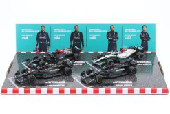 4-Car Set Mercedes Hamilton / Russell Formel 1 2021-2023 1:43 Bburago