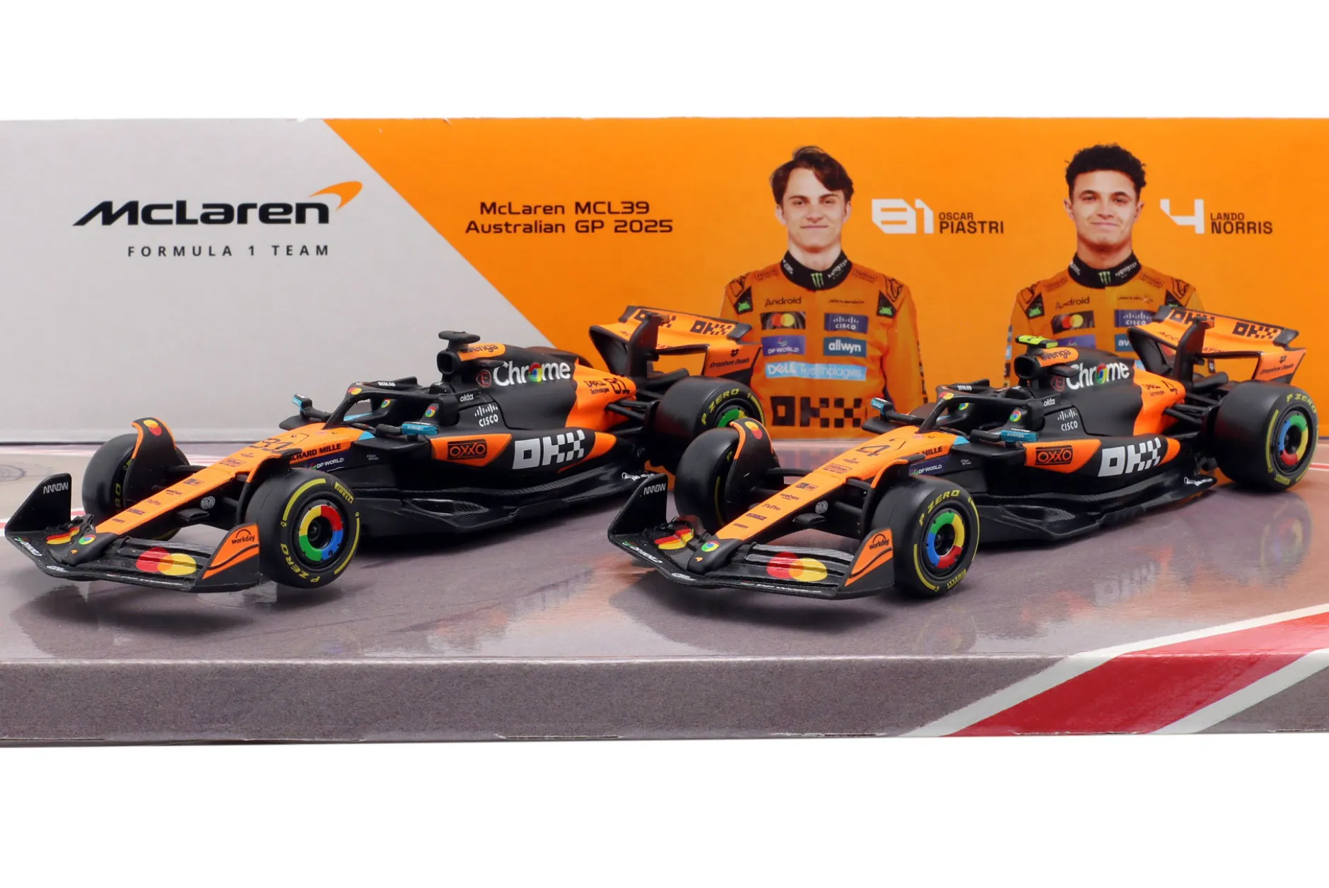 2-Car Set Norris #4 & Piastri #81 McLaren MCL39 Formel 1 Weltmeister 2025 1:43 Bburago