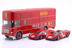 3-Car Set: OM Fiat 150 Rolfo Renntransporter mit 2x Ferrari 330 P3 1:18 WERK83