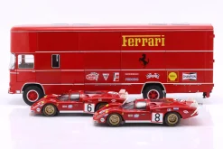 3-Car Set: OM Fiat 150 Rolfo Renntransporter mit 2x Ferrari 512S 1:18 WERK83