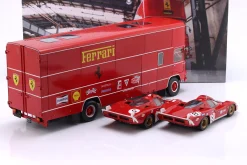 3-Car Set: OM Fiat 150 Rolfo Renntransporter mit 2x Ferrari 512S 1:18 WERK83