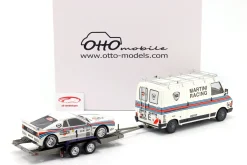 3-Car Set Rallye Monte Carlo 1983: Fiat 242 & Lancia 037 Rally #1 mit Trailer 1:18 OttOmobile