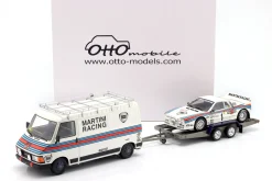 3-Car Set Rallye Monte Carlo 1983: Fiat 242 & Lancia 037 Rally #1 mit Trailer 1:18 OttOmobile