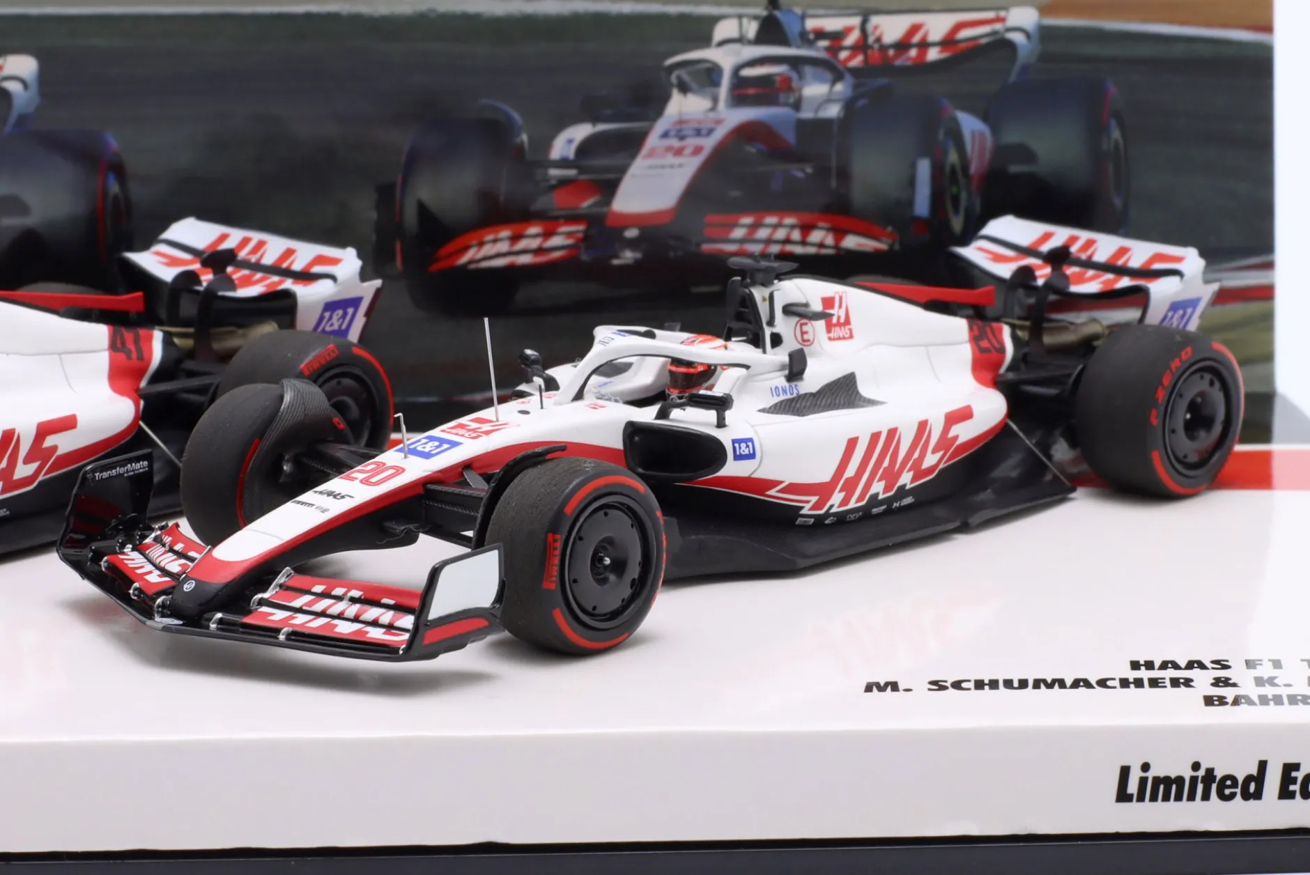 2-Car Set Schumacher #47 & Magnussen #20 Bahrain GP Formel 1 2022 1:43 Minichamps