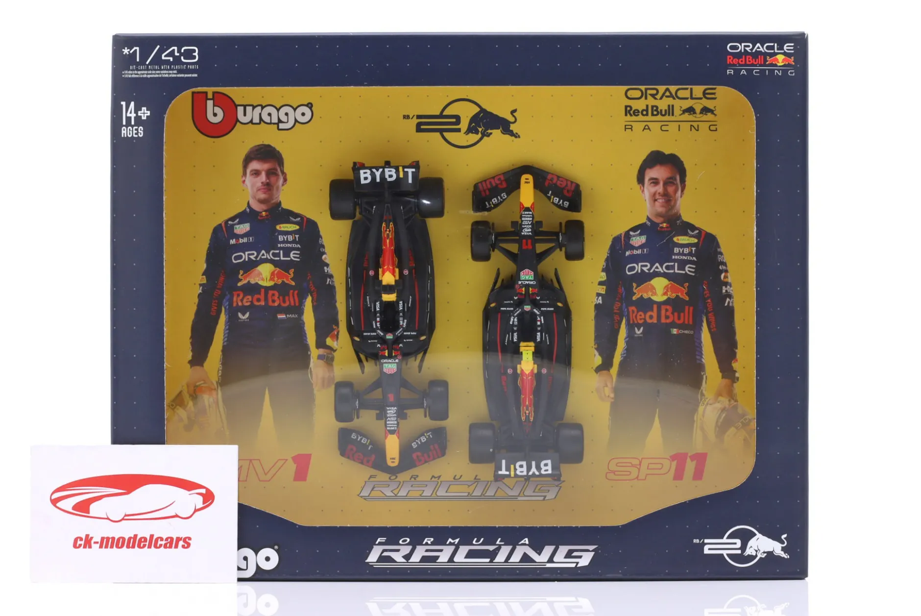 2-Car Set Verstappen #1 & Perez #11 Red Bull RB20 Formel 1 2024 1:43 Bburago