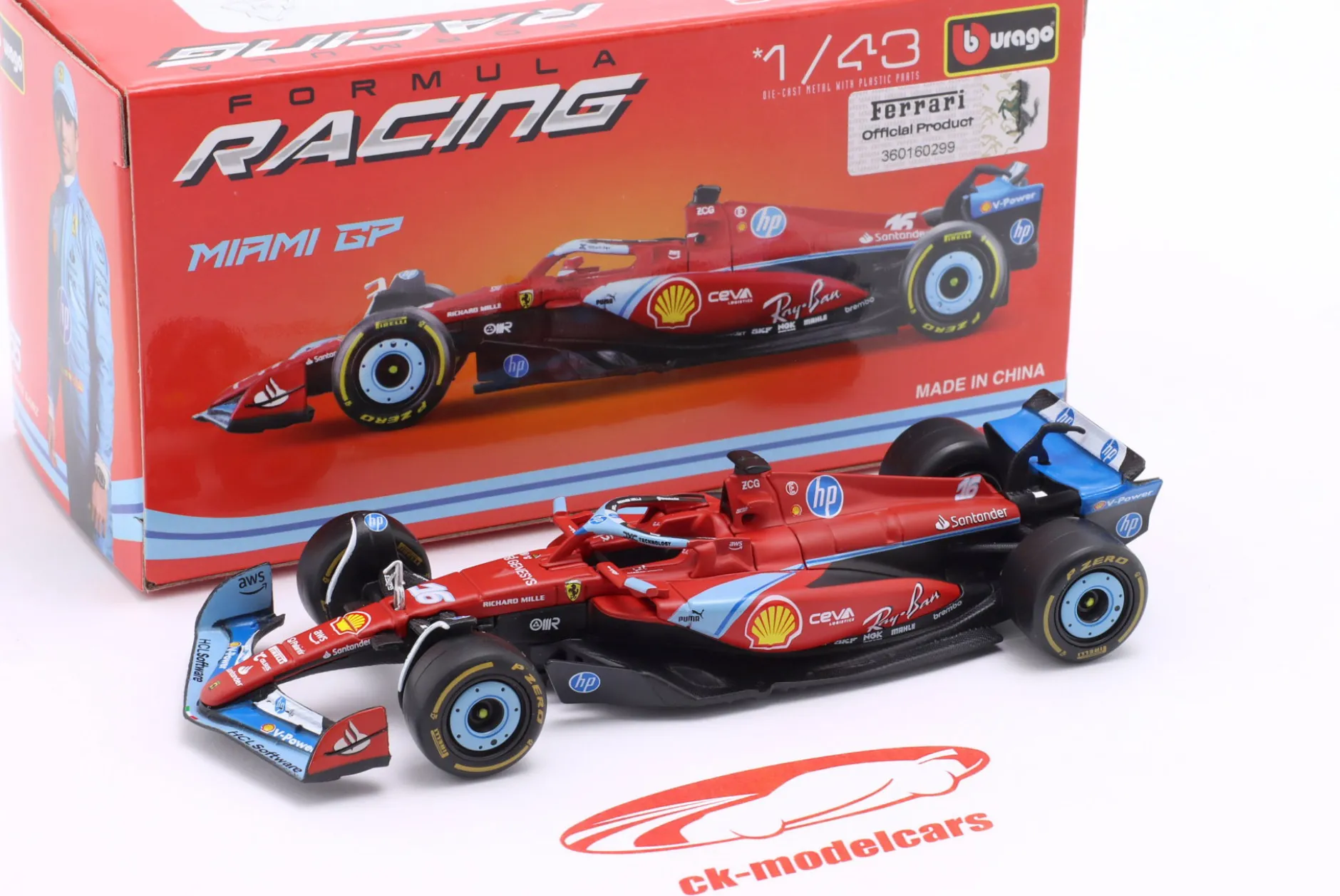 Charles Leclerc Ferrari SF-24 #16 2nd Miami GP Formel 1 2024 1:43 Bburago