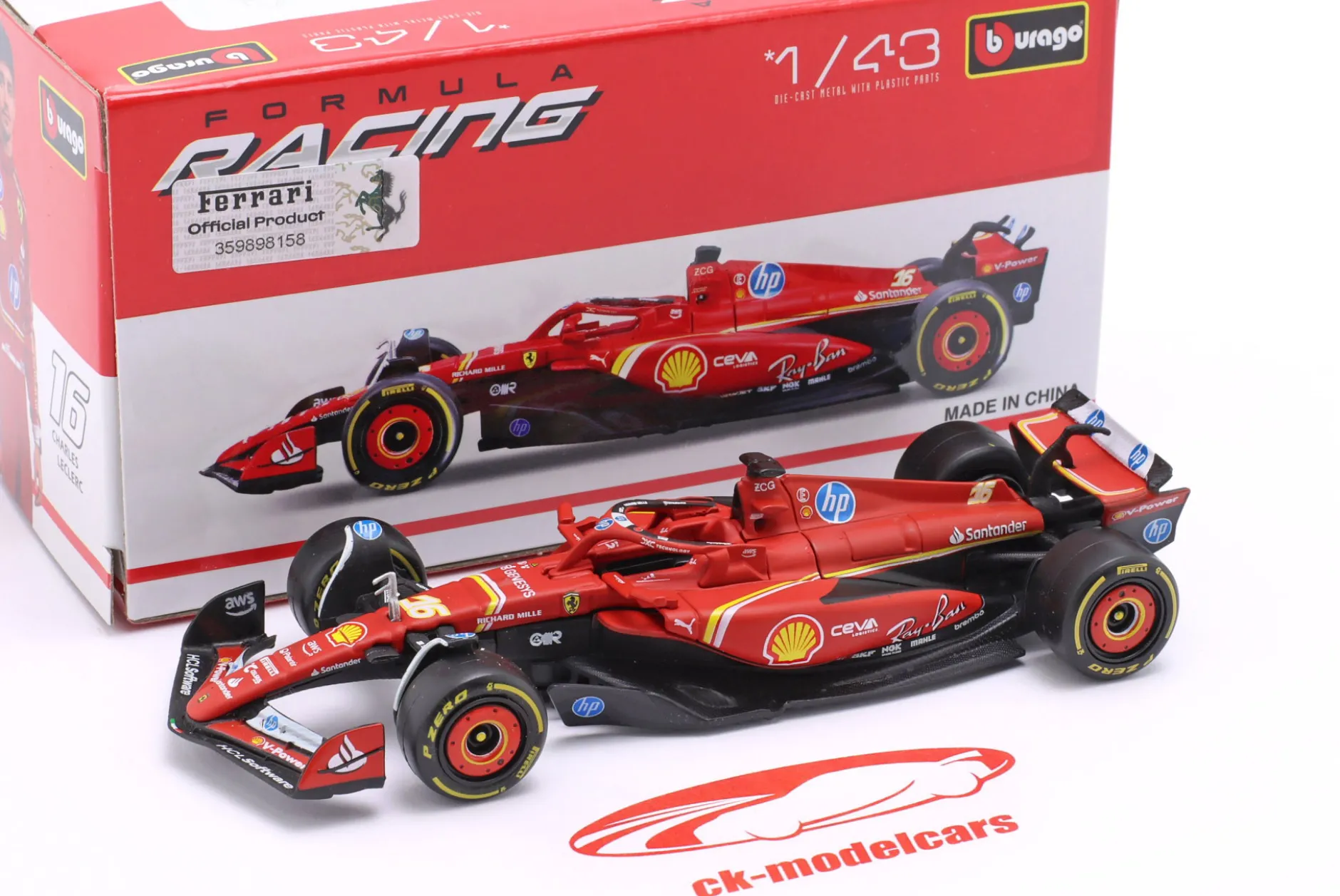 Charles Leclerc Ferrari SF-24 #16 Sieger Monaco GP Formel 1 2024 1:43 Bburago