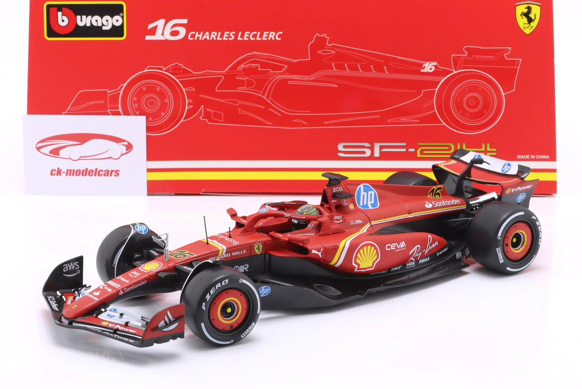 Charles Leclerc Ferrari SF-24 #16 Sieger Italien GP Formel 1 2024 1:18 Bburago