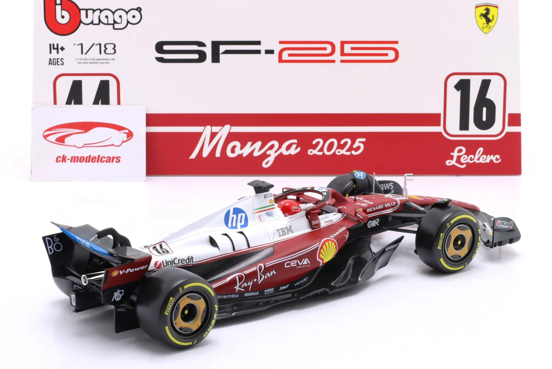 Charles Leclerc Ferrari SF-25 #16 4th Italien GP Formel 1 2025 1:18 Bburago