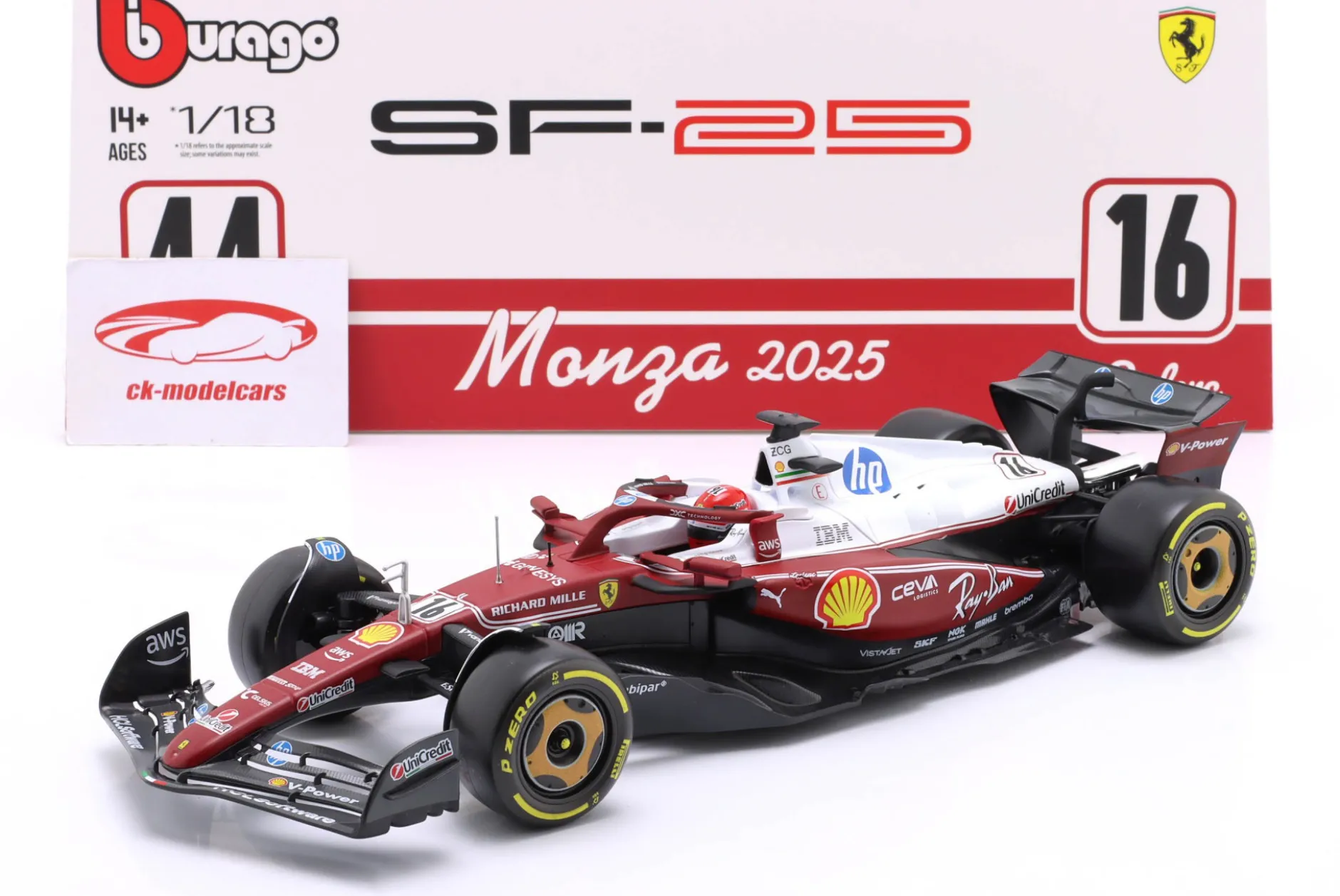 Charles Leclerc Ferrari SF-25 #16 4th Italien GP Formel 1 2025 1:18 Bburago