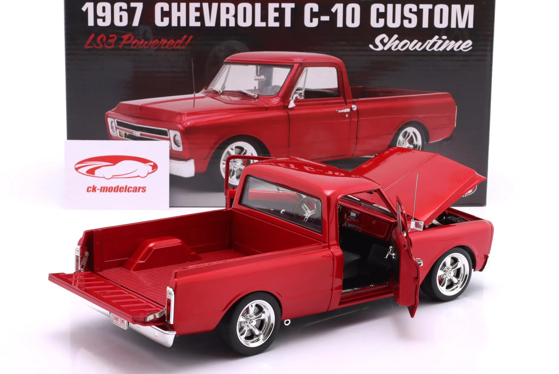 Chevrolet C-10 Custom Showtime Pickup LS3 Powered Baujahr 1967 rot 1:18 GMP