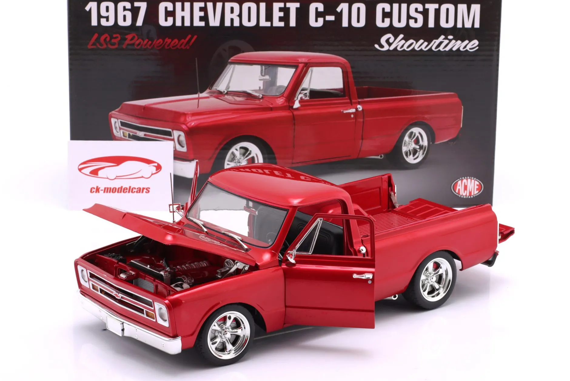 Chevrolet C-10 Custom Showtime Pickup LS3 Powered Baujahr 1967 rot 1:18 GMP