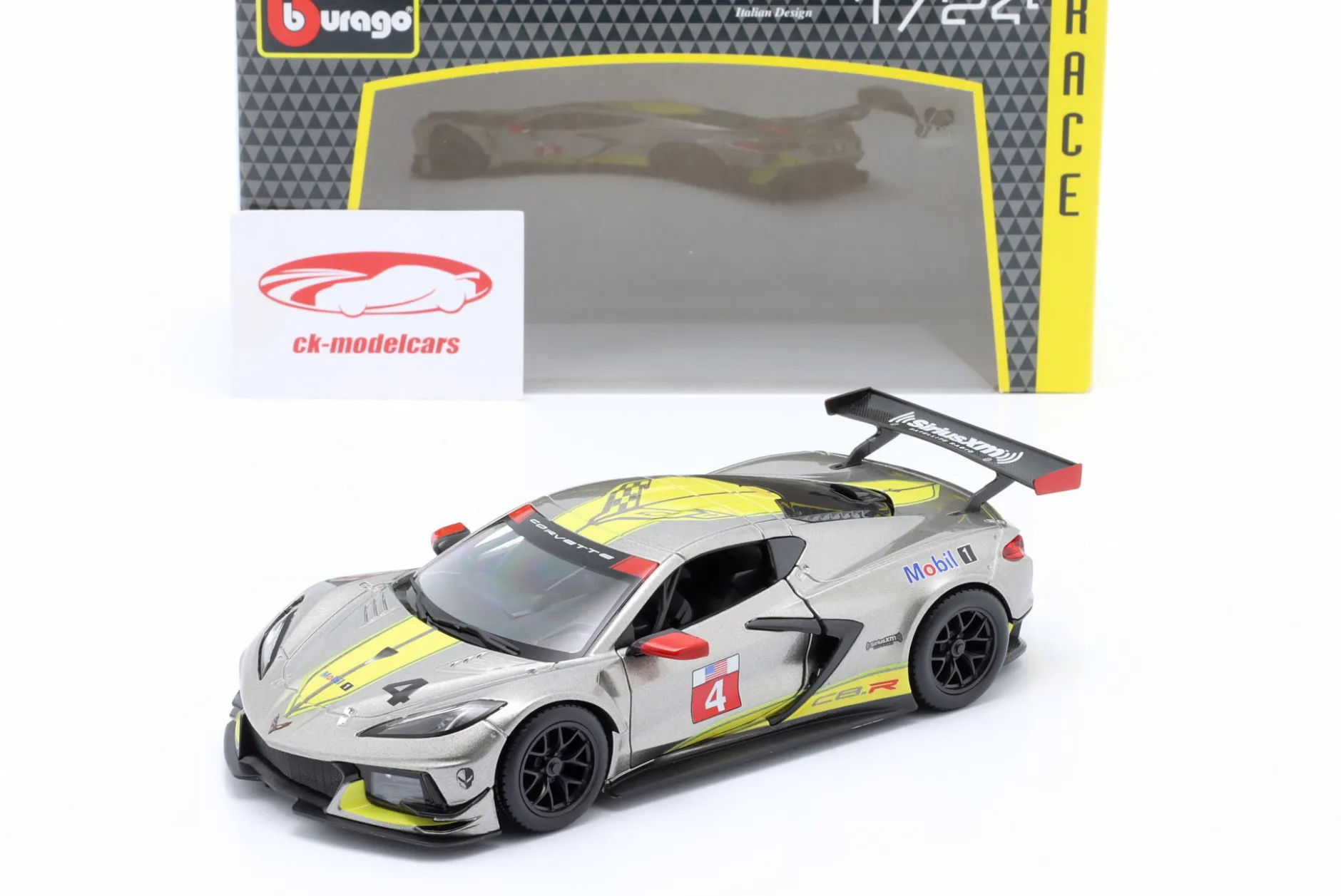 Chevrolet Corvette C8.R #4 Presentation Car 2020 grau / gelb 1:24 Bburago