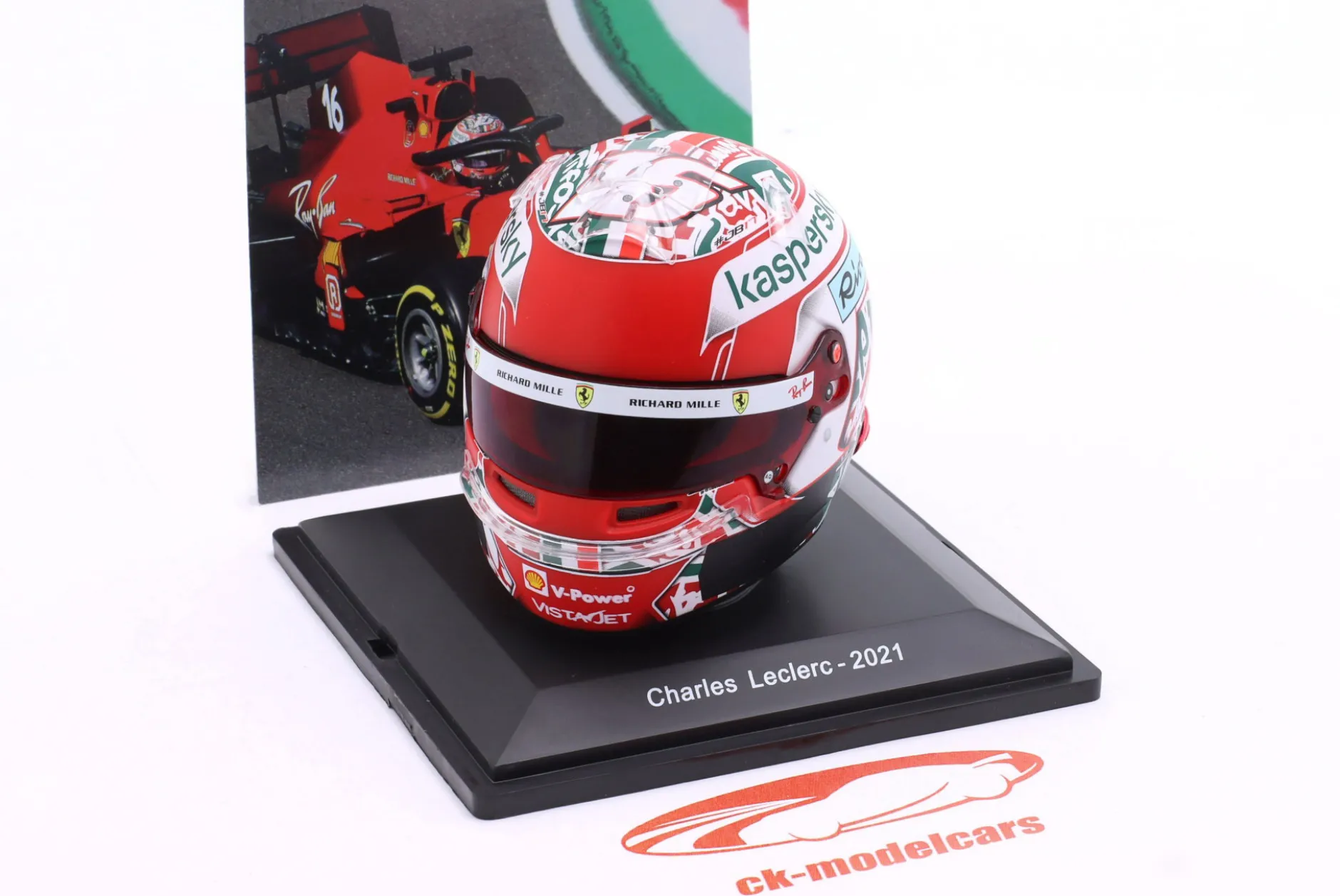 C. Leclerc Ferrari #16 4th Emilia-Romagna GP Formel 1 2021 Helm 1:5 Spark Editions