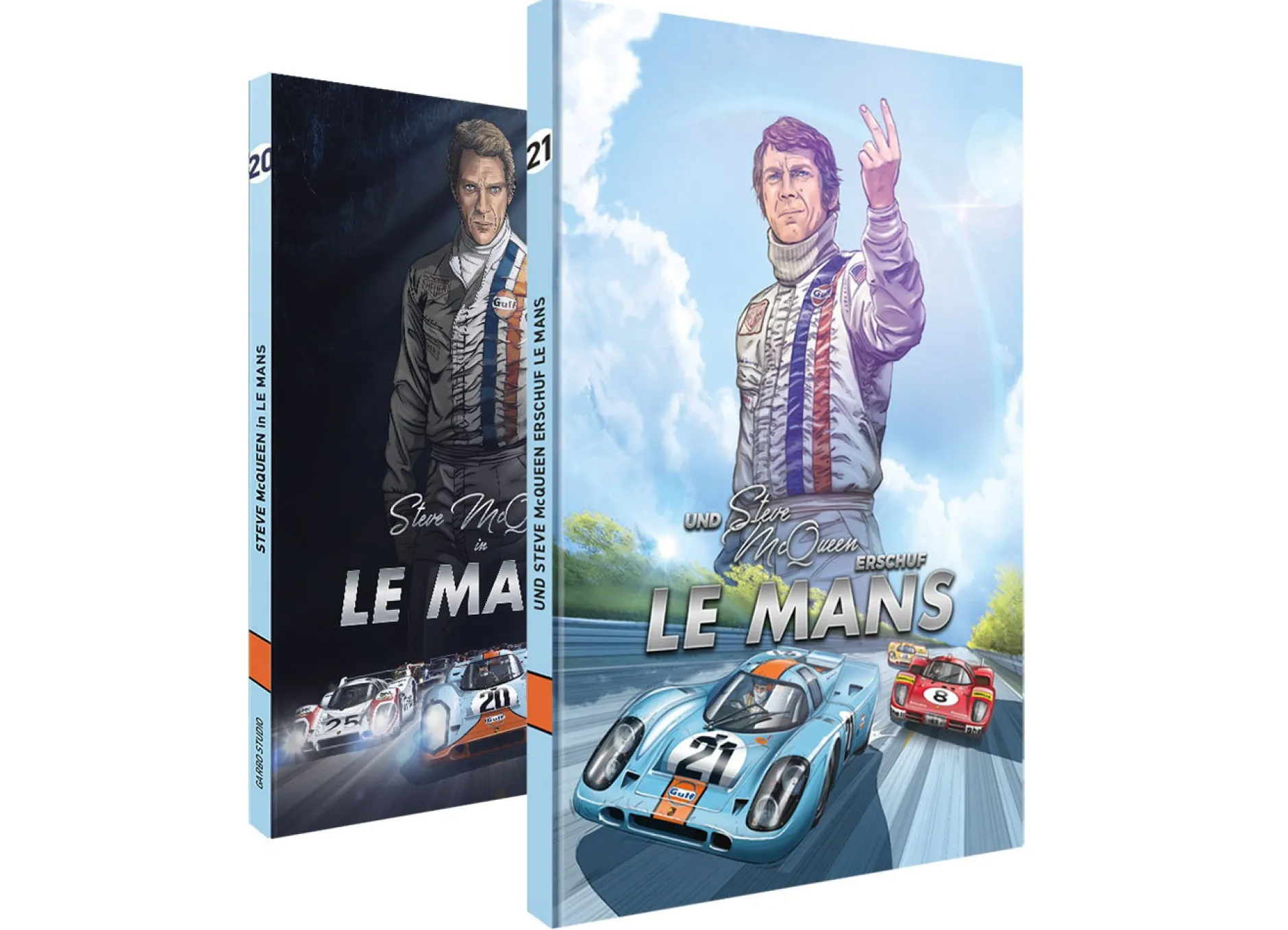 Comic-Set: Steve McQueen in LeMans + Und Steve McQueen erschuf LeMans / von Sandro Garbo