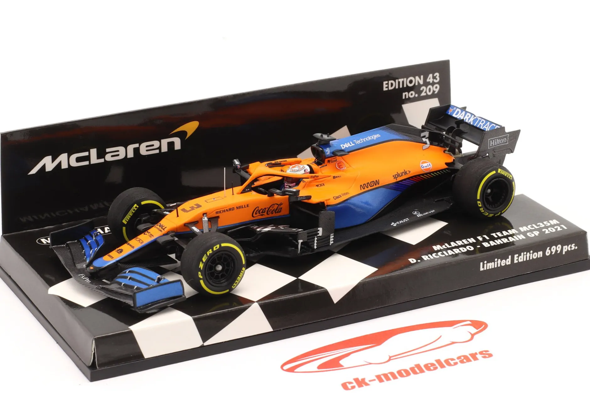 Daniel Ricciardo McLaren MCL35M #3 7th Bahrain GP Formel 1 2021 1:43 Minichamps