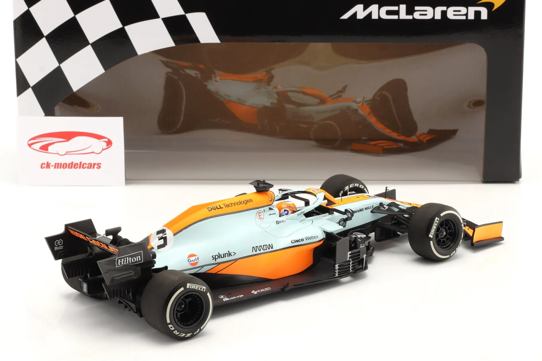 Daniel Ricciardo McLaren MCL35M #3 Monaco GP Formel 1 2021 1:18 Minichamps