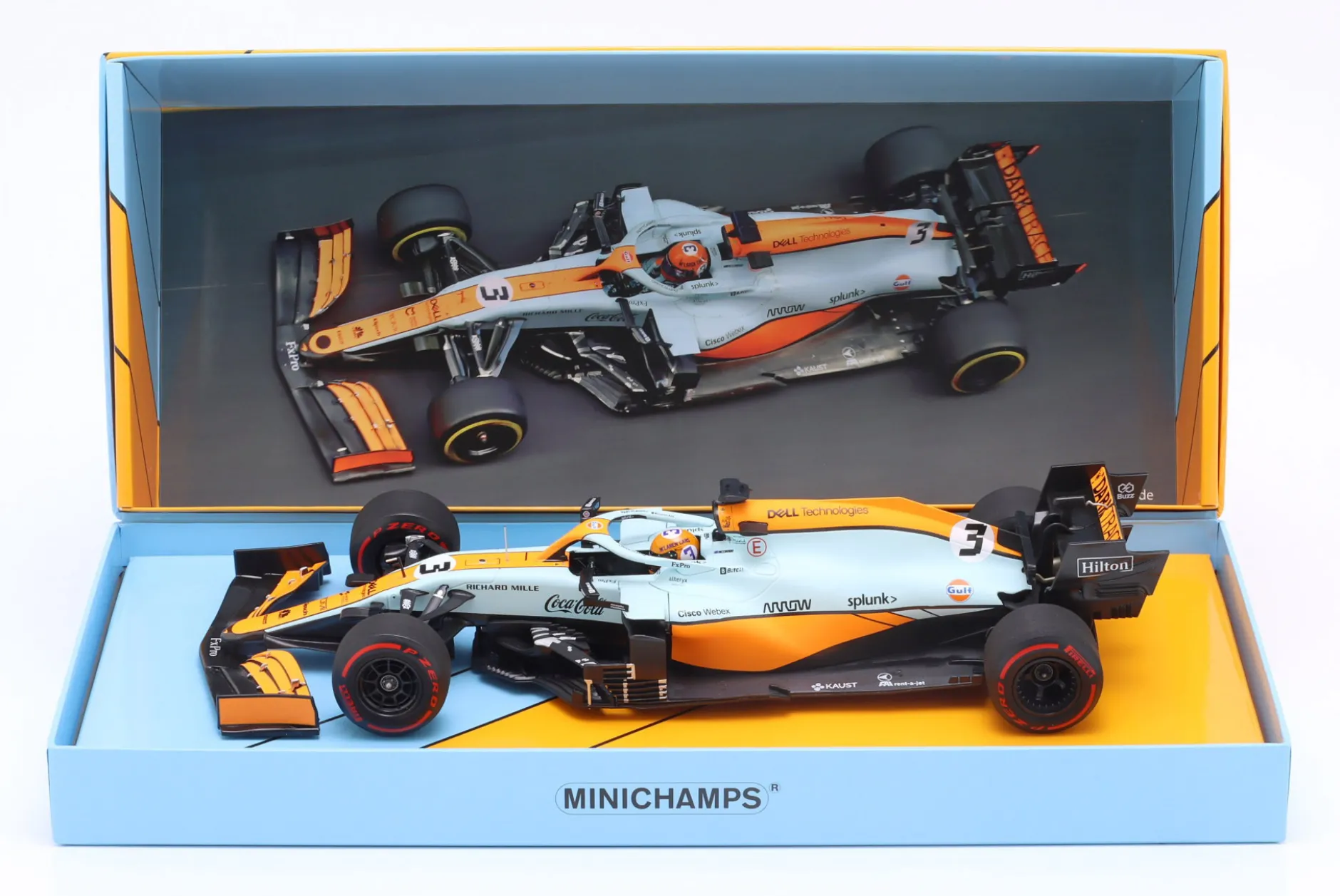 Daniel Ricciardo McLaren MCL35M Gulf #3 Monaco GP Formel 1 2021 1:18 Minichamps
