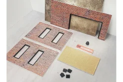 Diorama-Bausatz Backstein Garagen Set beiges Rolltor 1:18 Dioramatoys
