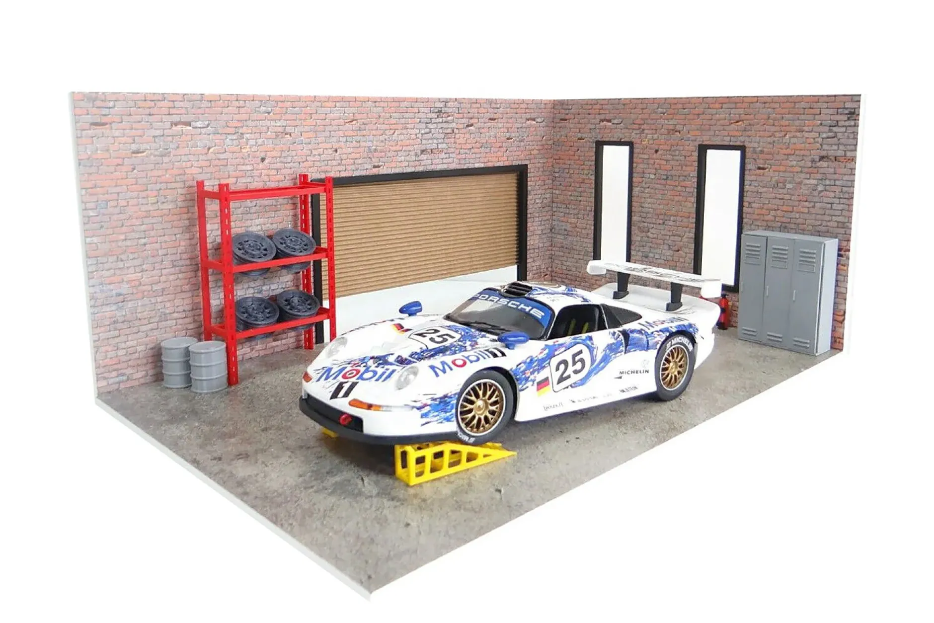 Diorama-Bausatz Backstein Garagen Set für Modelle im Maßstab 1:18 Dioramatoys