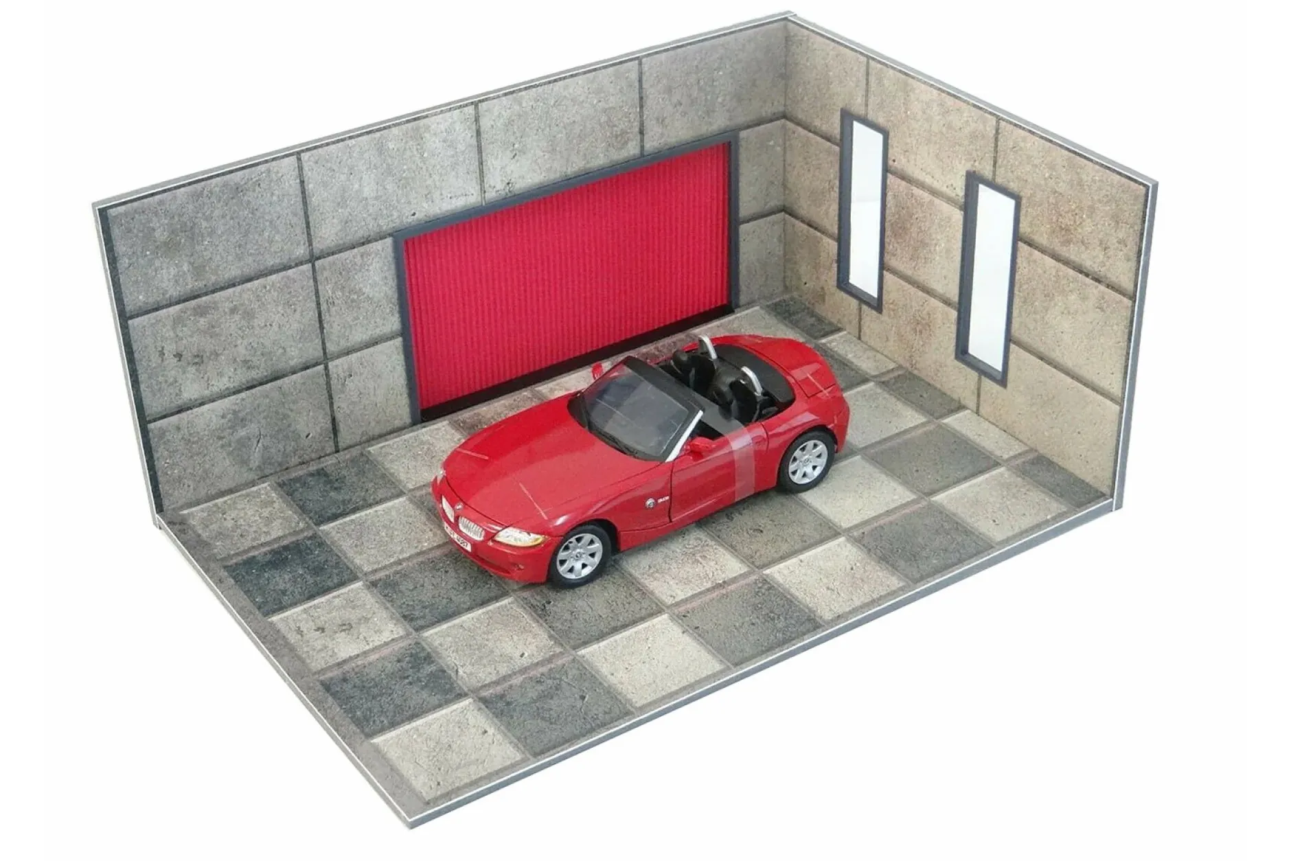 Diorama-Bausatz Garagen Set mit Fliesen Maßstab 1:18 Dioramatoys