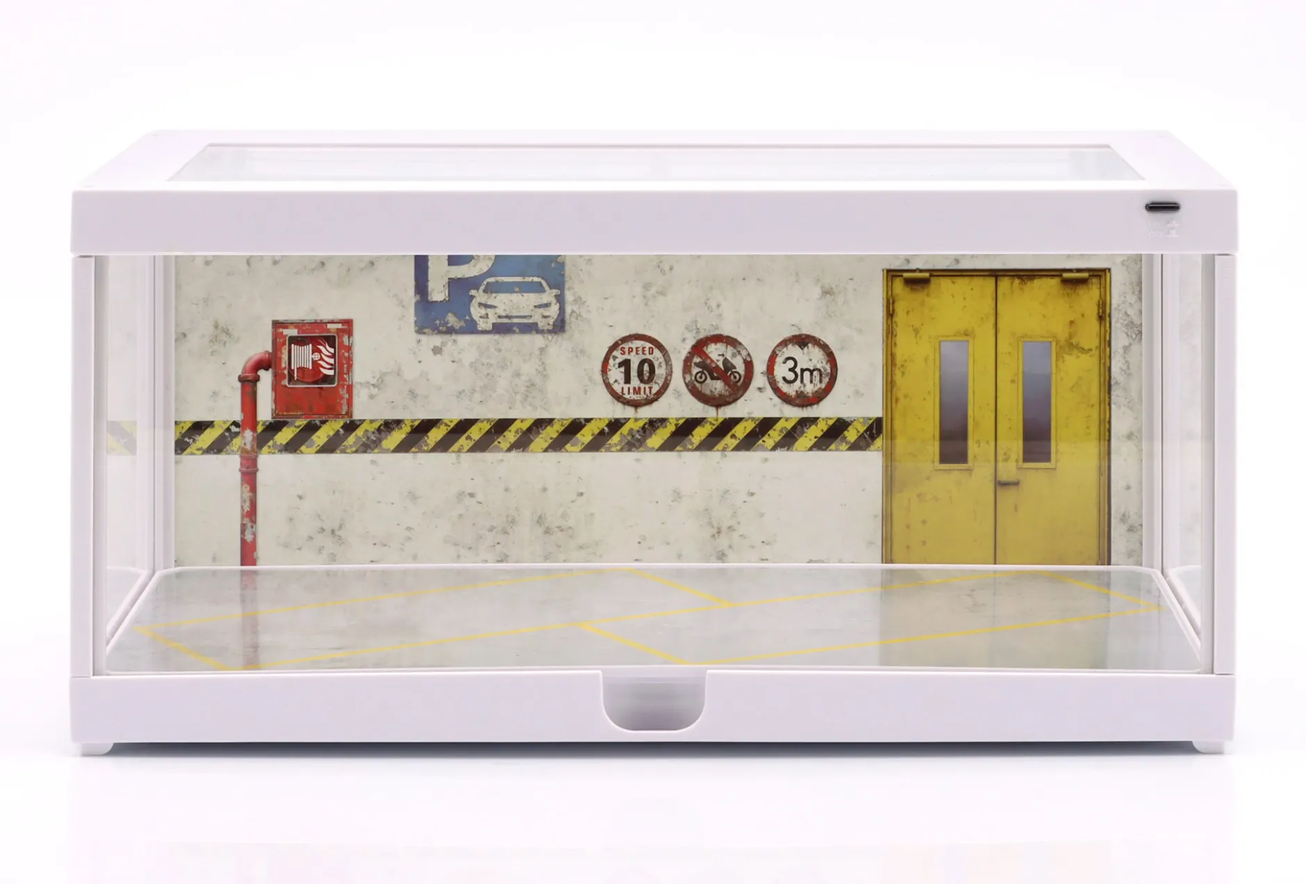 Diorama Einzelvitrine weiß mit LED-Beleuchtung f. Maßstab 1:18 / 1:24 Triple9