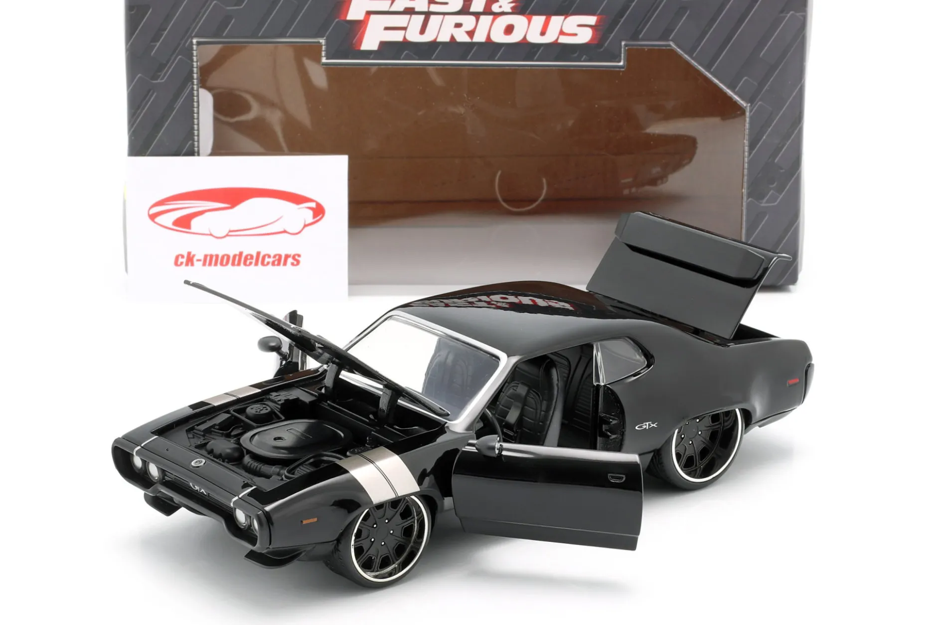Dom's Plymouth GTX Fast and Furious 8 2017 schwarz 1:24 Jada Toys