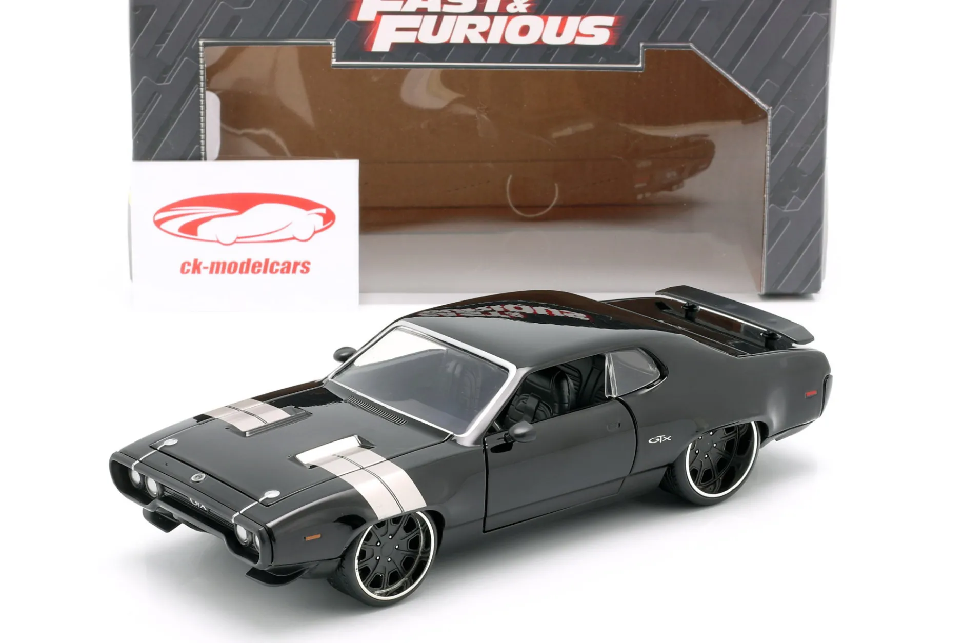 Dom's Plymouth GTX Fast and Furious 8 2017 schwarz 1:24 Jada Toys