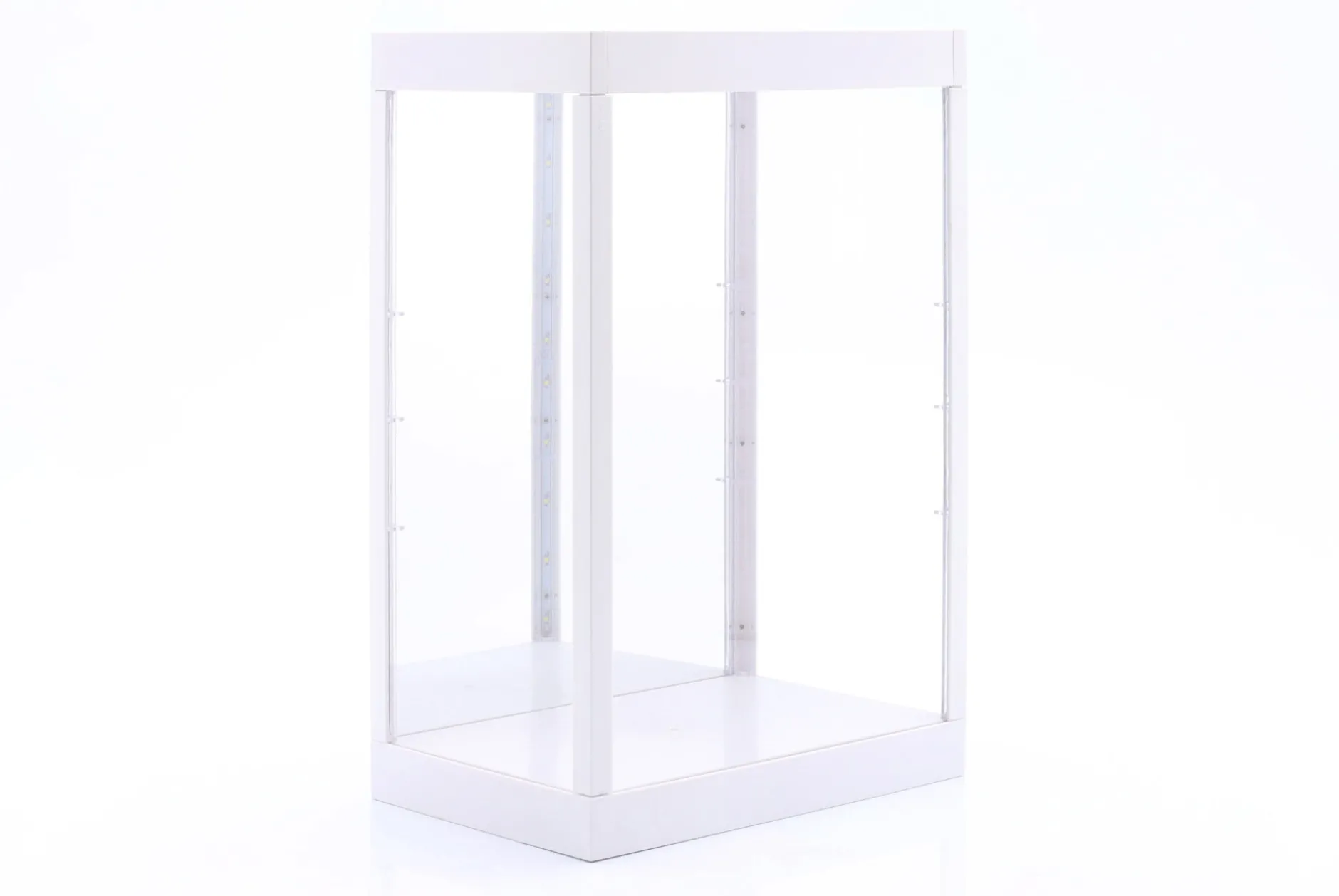 Einzelvitrine mit LED-Beleuchtung und Spiegel für Figuren Maßstab 1:6 weiß Triple9
