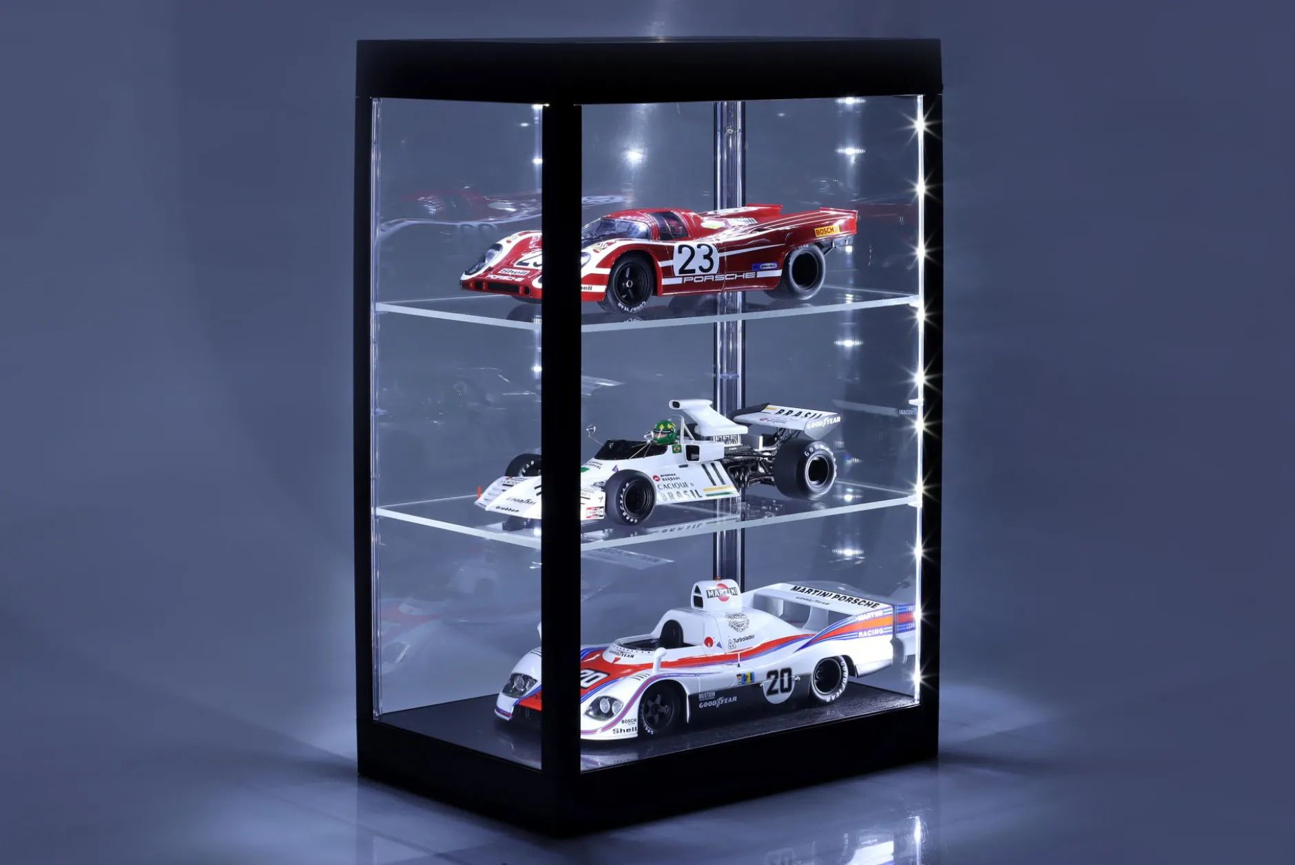 Einzelvitrine mit LED-Beleuchtung für Maßstab 1:18, 1:24, 1:43 schwarz Triple9