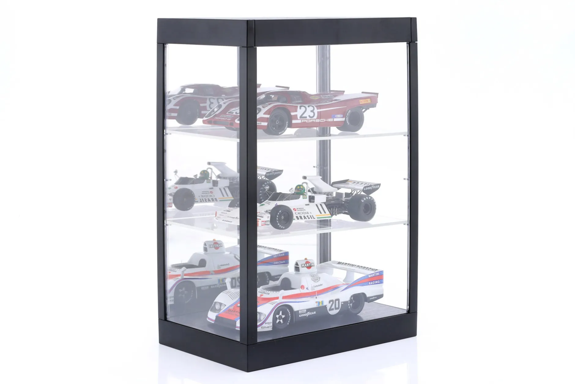 Einzelvitrine mit LED-Beleuchtung und Spiegel für Maßstab 1:18, 1:24, 1:43 schwarz Triple9
