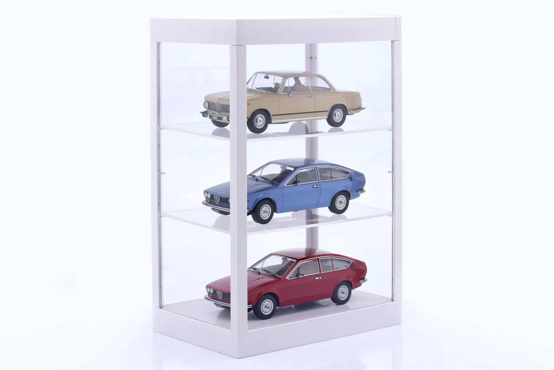 Einzelvitrine mit LED-Beleuchtung für Maßstab 1:18, 1:24, 1:43 weiß Triple9