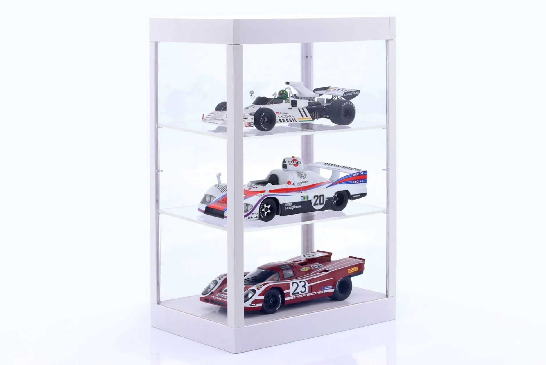 Einzelvitrine mit LED-Beleuchtung für Maßstab 1:18, 1:24, 1:43 weiß Triple9