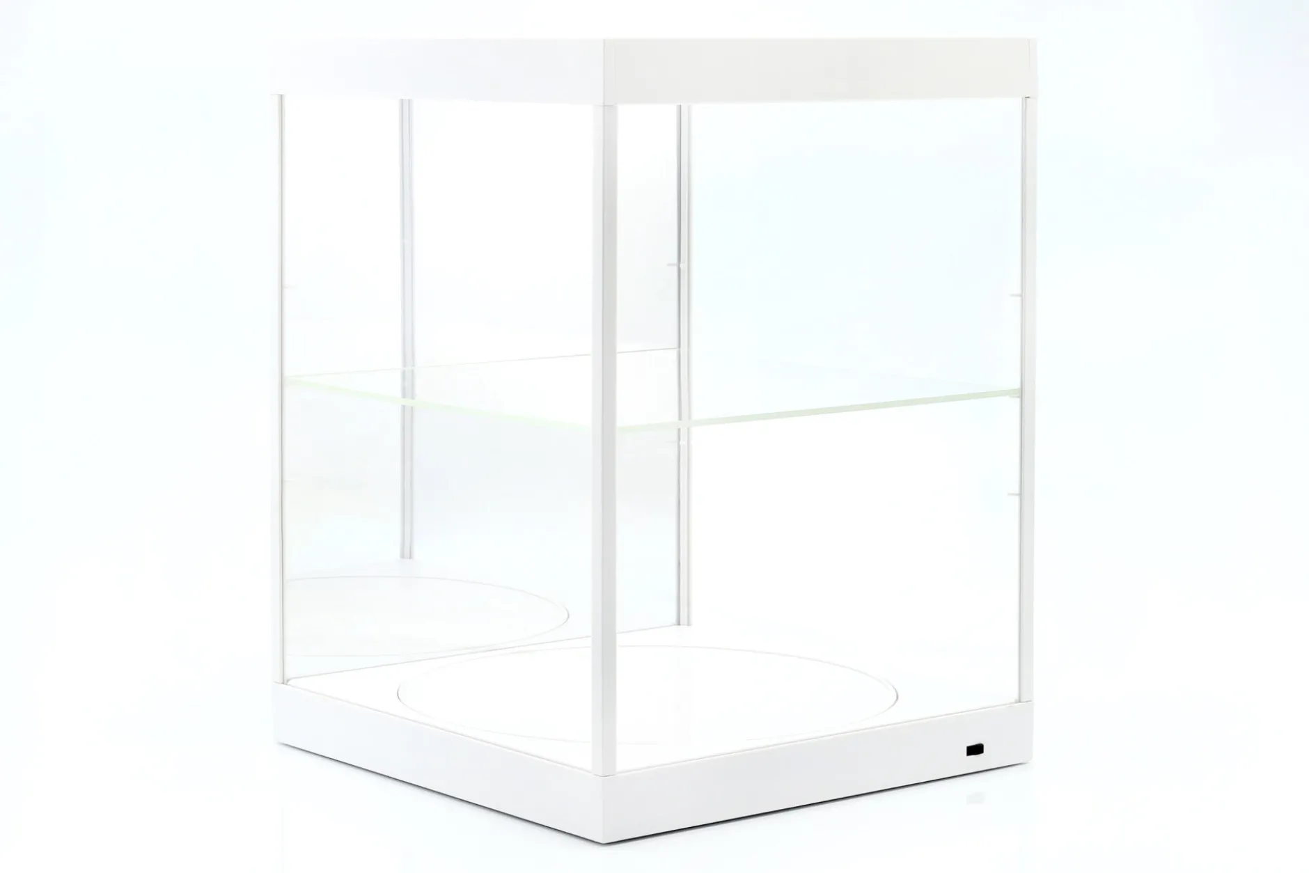 Einzelvitrine mit LED-Beleuchtung, Spiegel und Drehteller für Maßstab 1:18 weiß Triple9