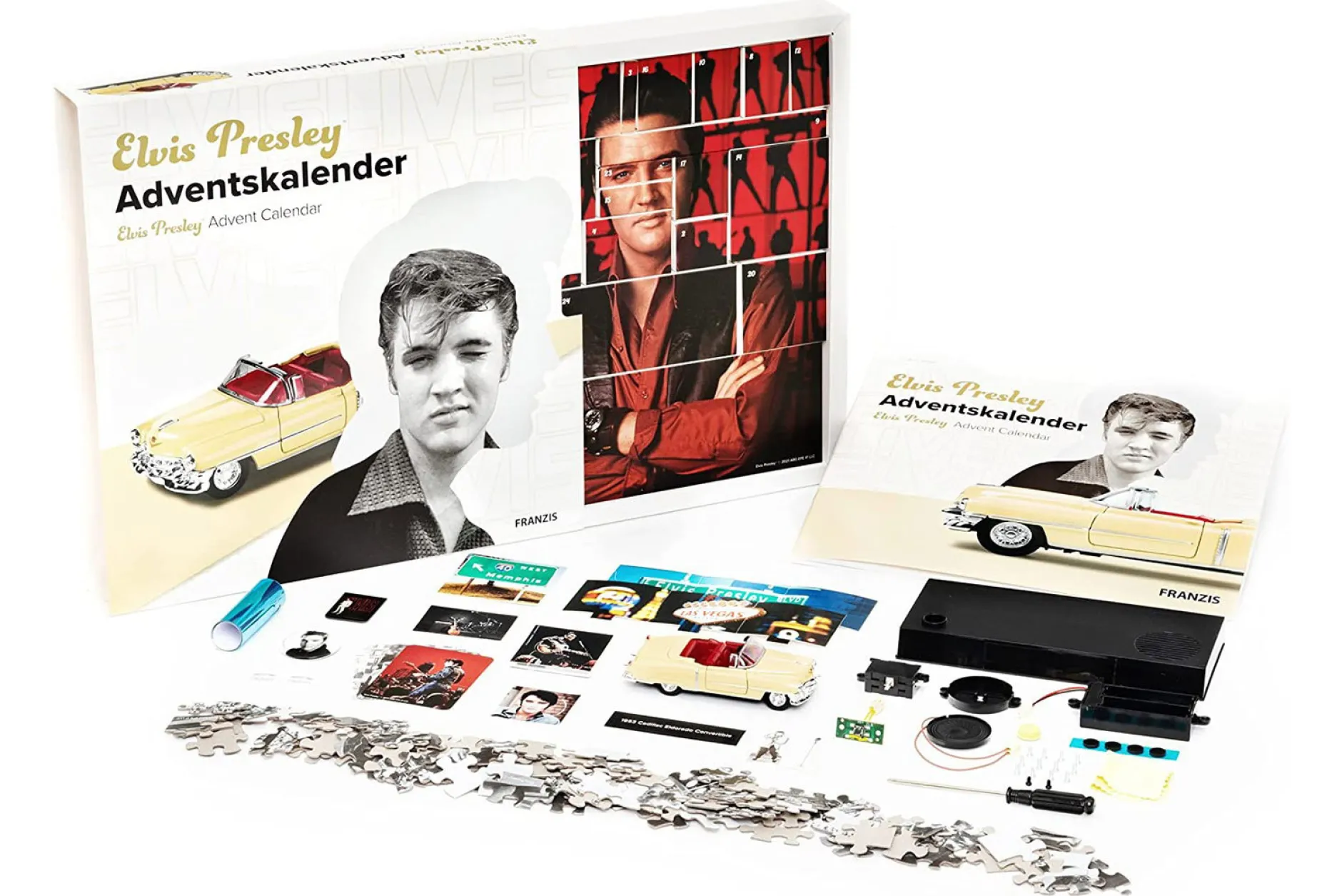 Elvis Presley Adventskalender: Cadillac Eldorado 1953 gelb 1:37 Franzis