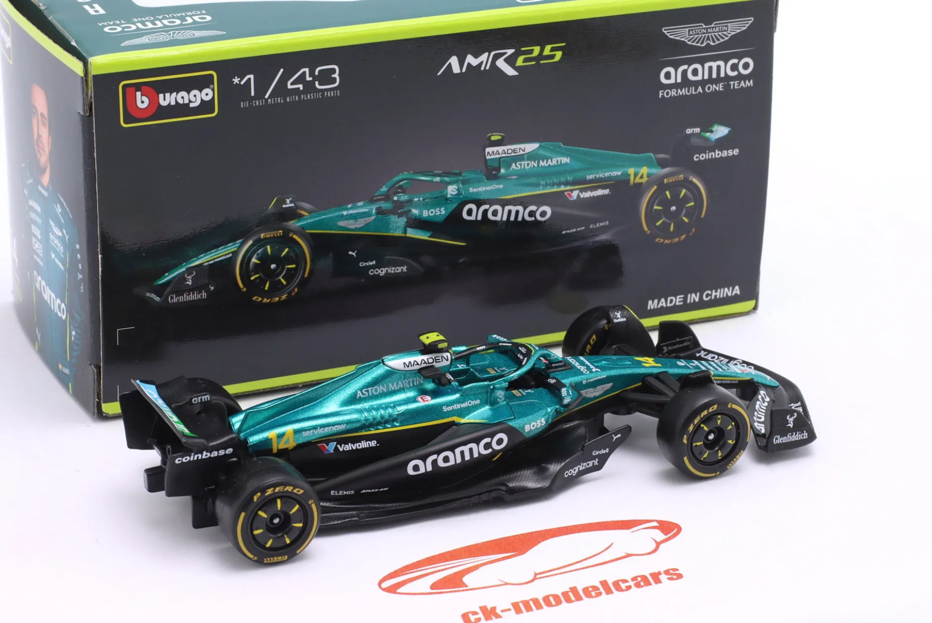 Fernando Alonso Aston Martin AMR25 #14 Formel 1 2025 1:43 Bburago